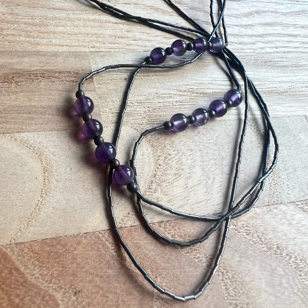 Vintage 925 Sterling silver liquid silver multi strand necklace
